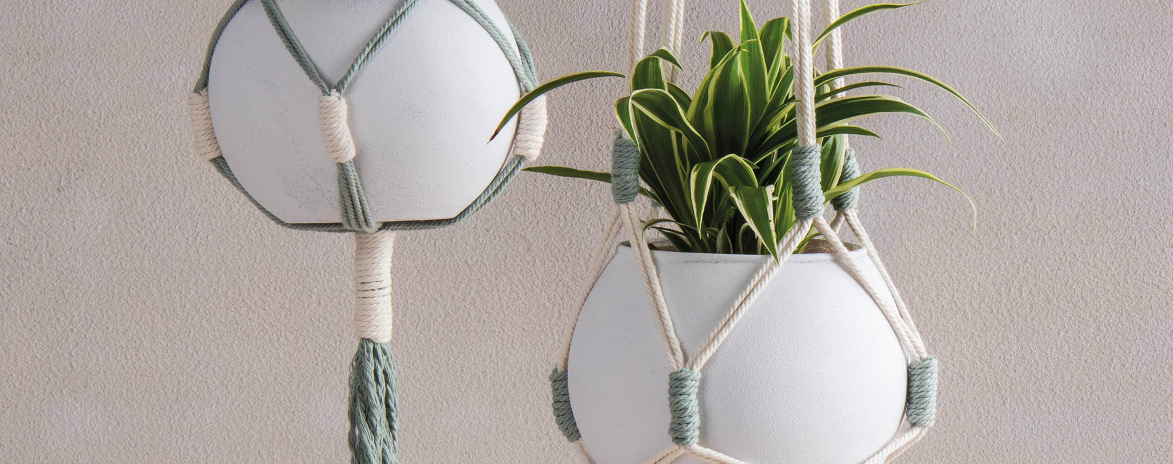 Macramé hanging baskets