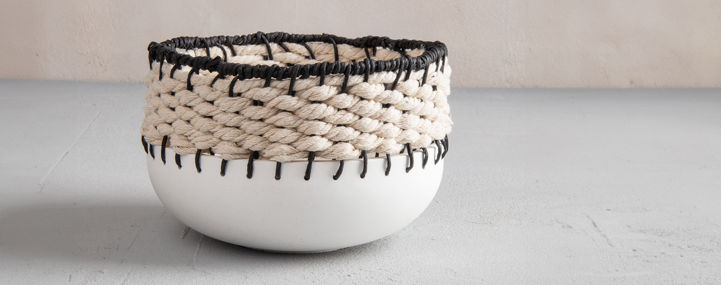 Raysin bowl with cotton cord