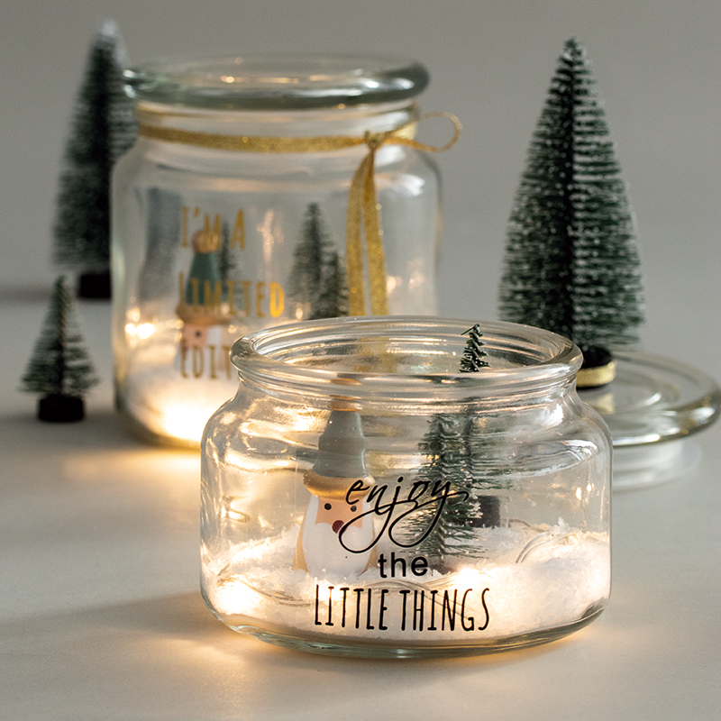 Shine-Bright decorative glass with wooden Santa Claus
