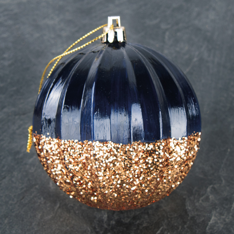 Weihnachtskugel „Svea“ Blau-Glimmer
