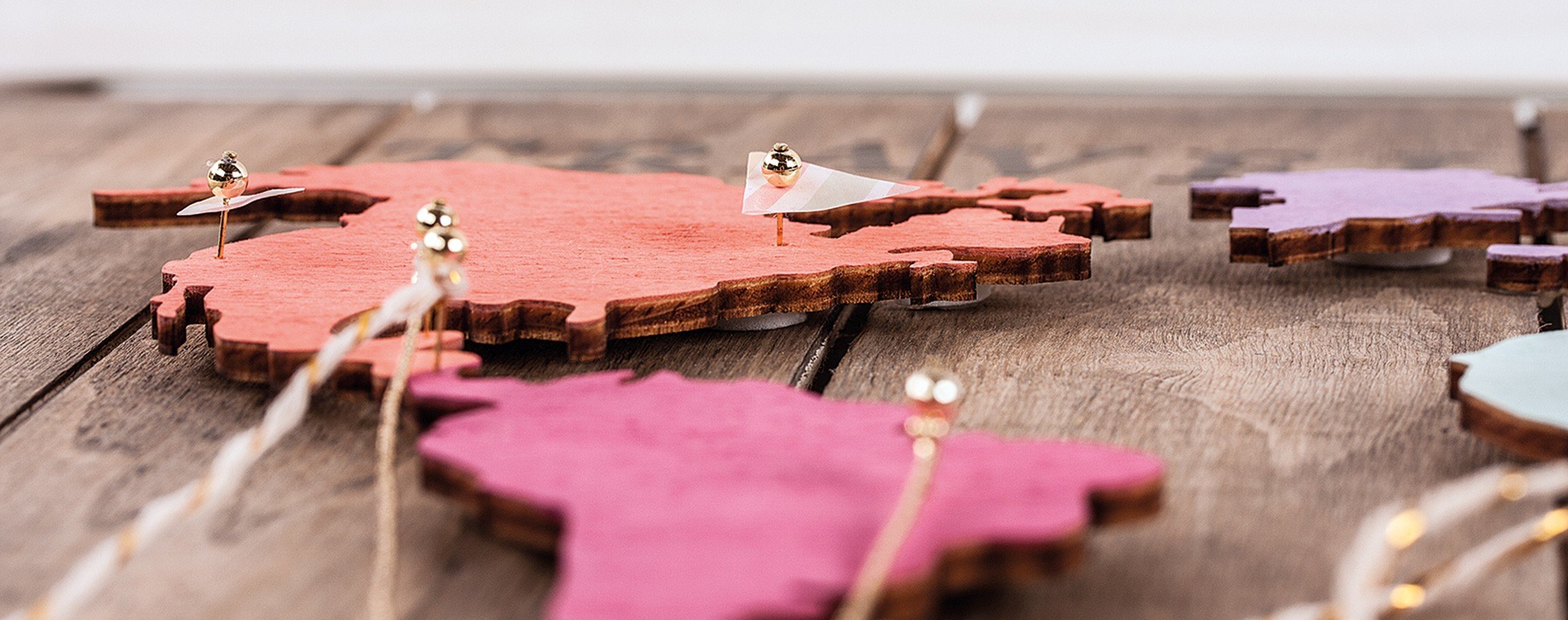 Colorful wooden world map