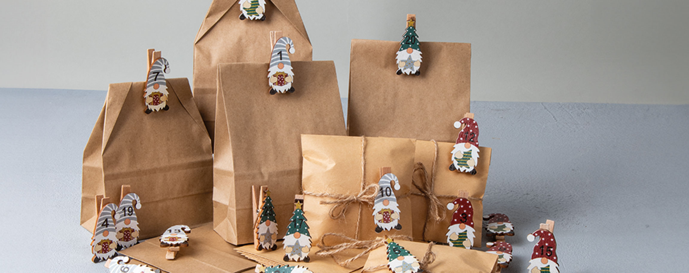Gnome Advent calendar made from paper bags